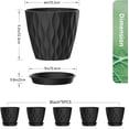 thumbnail image 2 of 6 inch Plant Pots, 5 Pack Flower Pots for Indoor Outdoor Plants, Water Ripples Plastic Planters with Drainage Holes and Saucers, Nursery Pots for Small Succulent Garden House Plants, Black, 2 of 14