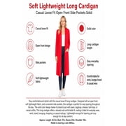 Womens Casual Loose Fit Side Pockets Solid Soft Lightweight Long Cardigan