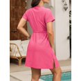 thumbnail image 4 of Women's Swimsuit Cover Ups V-Neck Drawstring Beachwear Flowy Short Sleeve Beach Dress, 4 of 10