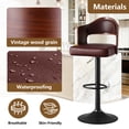 thumbnail image 3 of ClinQ Swivel Adjustable Bar Stools Set of 3, PU Leather Upholstered Bar Chairs with Bentwood Backrest and Hydraulic Lift for Kitchen Island, Brown, 3 of 9