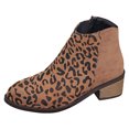 thumbnail image 2 of Women's Fashion Round-Toe Leopard Print Chunky Heel Large Size Fashion Boots Leopard Print, 2 of 6