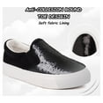 thumbnail image 5 of Toddler Girls Canvas Sneakers Loafer Shoes Slip On Little Kids Sequins Glimmer Glitter Sparkle Low Top Non Slip Rubber Sole Lightweight Breathable Walking Outdoor Fashion Casual Black Size 13, 5 of 6