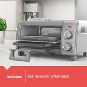 BLACK+DECKER Crisp ‘N Bake Air Fry 4-Slice Toaster Oven, Silver & Black, Fits 9 Inch Pizza, .35 Cubic Feet