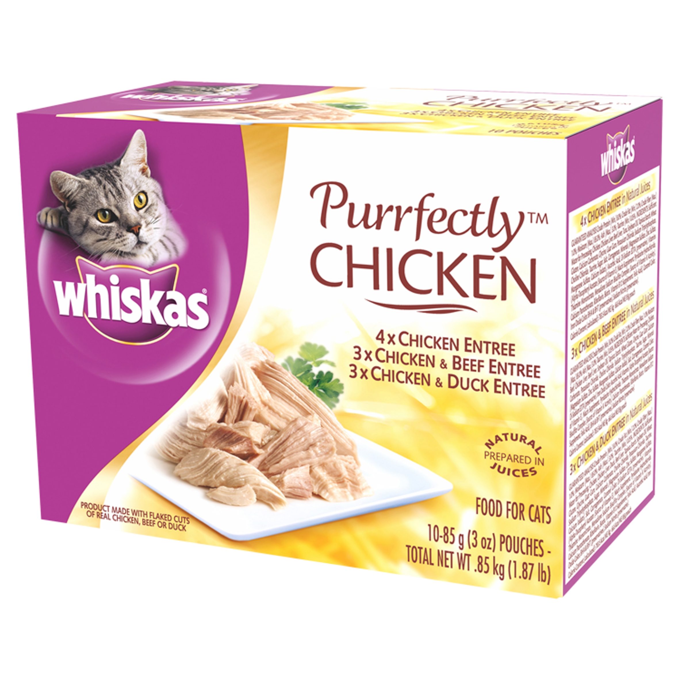 Whiskas Purrfectly Chicken Food for Cats, 3 oz, 10 count