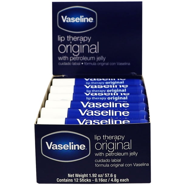 Bálsamo labial Vaseline Lip Original con vitamina E, paquete de 12