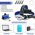thumbnail image 2 of Rechargeable Headlamp, 8 LED 18000 Lumen Super Bright Waterproof Headlight with Red Lights, 8 Light Modes Head Lamp for Emergency Light Outdoors Fishing Hiking Camping Running, 2 of 14