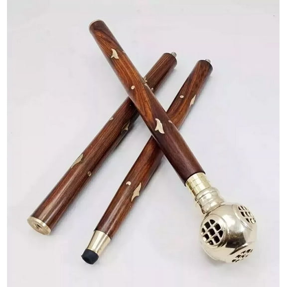 Antique Brass nautical head handle wooden vintage style walking stick cane gift.