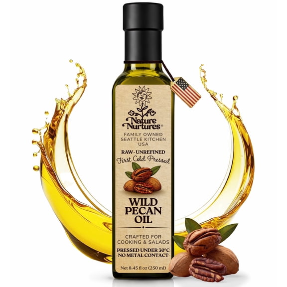 Wild Pecan Oil for Cooking | Raw First Cold Pressed | Single Press Below 30C | Unrefined | Made in USA