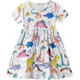 thumbnail image 3 of Vestidos para niñas pequeñas, tutú floral de unicornio, tul, vestido informal de verano, vestido de algodón de manga corta con dibujos animados, 3 of 5