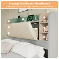 thumbnail image 3 of Amerlife Queen Size Bed Frame with Drawers,Upholstered Bookcase Headboard and Charging Station,Gray, 3 of 9