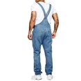 thumbnail image 4 of DYMADE Men's Solid Denim Overalls Loose Fit Suspender Rompers Denim Bib Pants, 4 of 5