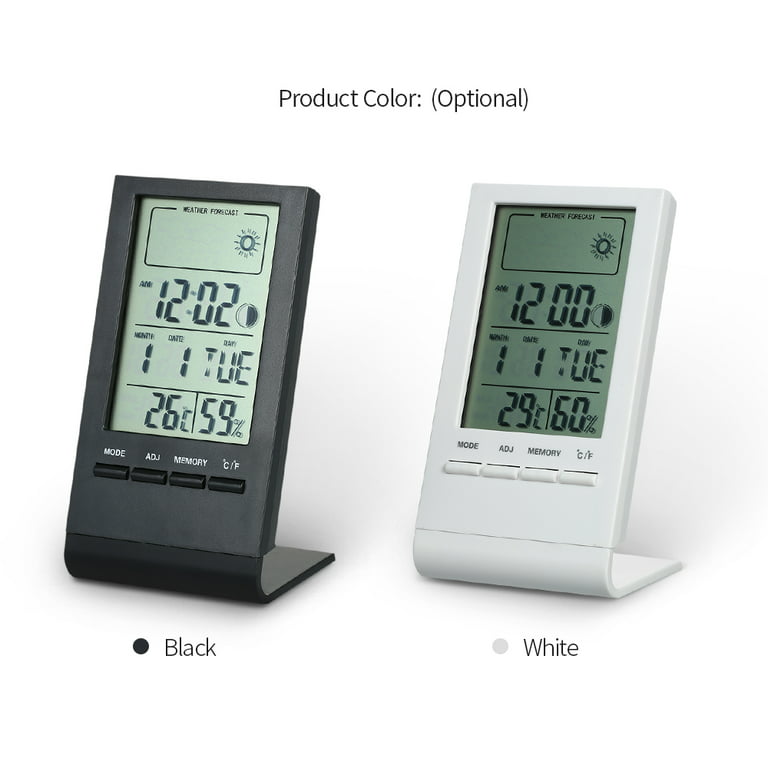 Thermometer Hygrometer Clock Mini Digital LCD Indoor Temperature Humidity  Meter Small Desk Clock