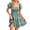 Green, variant on Summer Floral Print Women Square Neckline Ruffle Mini Dress