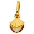 thumbnail image 2 of 14K Yellow Gold Clam Shell with Fresh Water Cultured Pearl Charm Pendant with 1.2mm Flat Open Wheat Chain Necklace - 22", 2 of 6