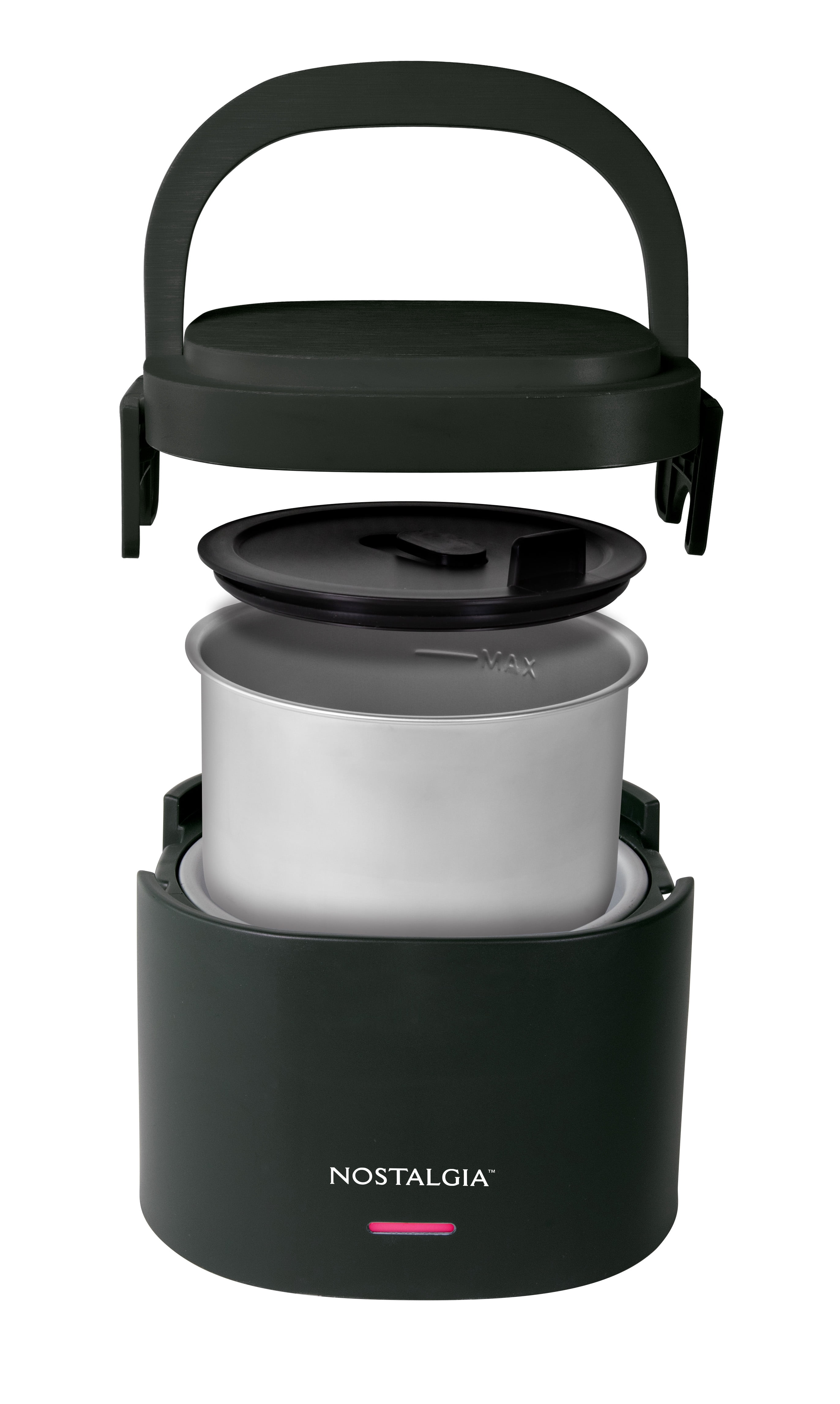 Nostalgia 20 oz Portable Heated Lunch Box with Stainless Steel Lunch Container, Black