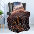 thumbnail image 4 of USA Soft Flannel Fleece Throw Blanket, Aerial View of the Manhattan Skyline at Sunset Famous Financial District NYC, Cozy Plush for Indoor and Outdoor Use, 50" x 70", Blue Orange White, by Ambesonne, 4 of 5