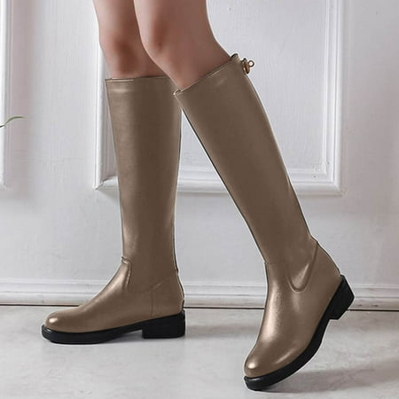 

MIASHUI Women s Fashion Round Toe Thick Heel Solid Color Back Zipper Elastic Boots Women Sneakers Shoes Wedges Women Shoes Casual