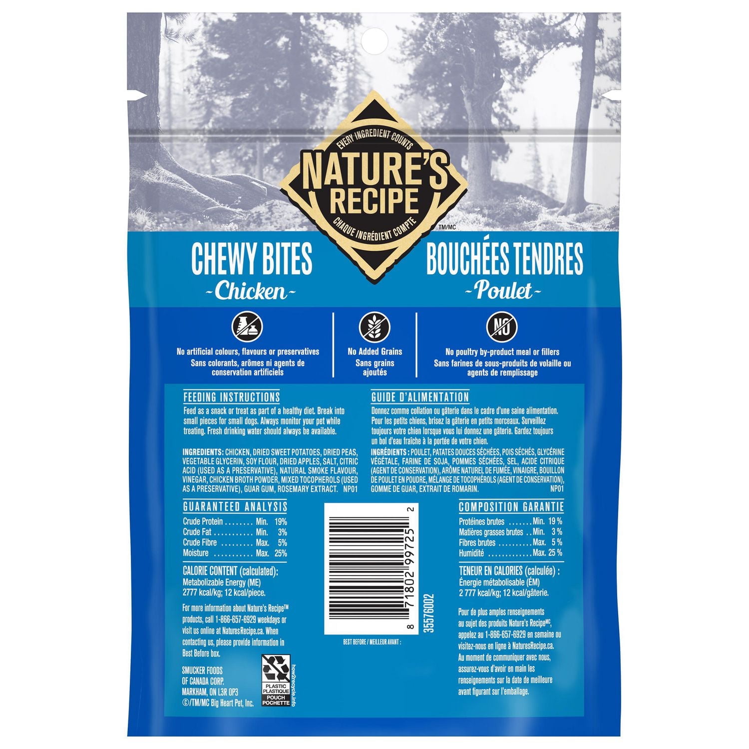 Nature's Recipe Chewy Bites Grain Free Natural Dog Treats, Chicken, Sweet Potato & Apple Recipe