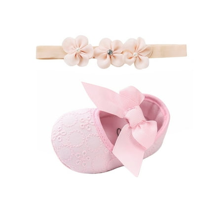 

Multitrust Infant Toddler Girls Flat Princess Bow Shoes with Solid Headband