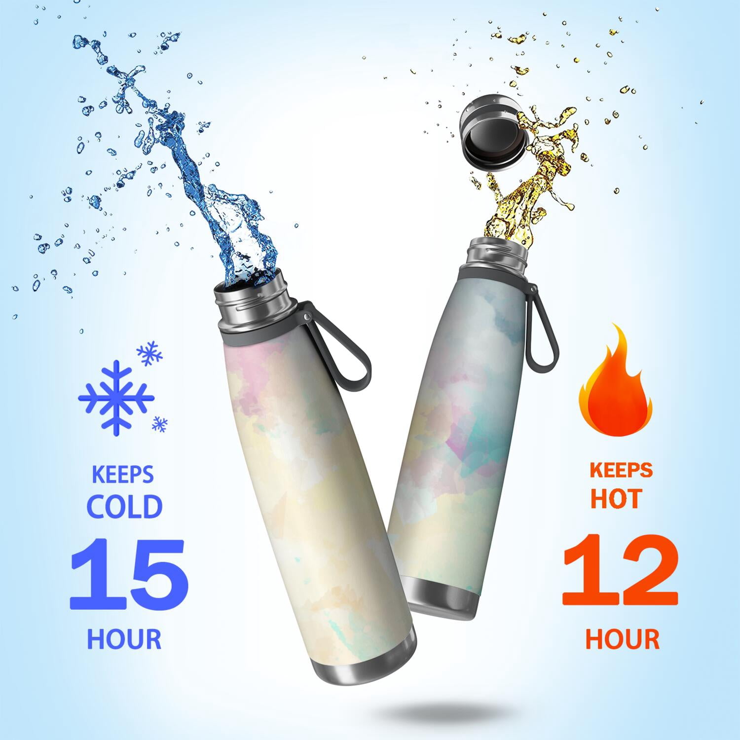 29oz Insulated Water Bottle with Tea Infuser, Stainless Steel Travel Mug, Fluid Smoke Aurora Art Style