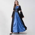 thumbnail image 2 of FYEGRE Elegant Gothic Witch Gown for Women Halloween Party Dress with Floral Print Blue M, 2 of 3