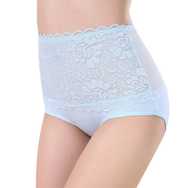 adviicd Lingerie for Woman Women's High Waist Cotton Underwear Stretch  Briefs Soft Comfy Ladies Panties Light Blue Large