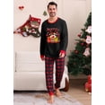 thumbnail image 3 of Argulvti Family Matching Christmas Pajama Set, Reindeer Print Long Sleeve Tops Plaid Elastic Waist Pants for Fall Winter, 3 of 9