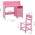 thumbnail image 3 of Kids Desk and Chair Set,Study Desk with Hutch, Storage Cabinet, Wooden Children Study Table-Writing Desk -Computer Workstation for Kids Bedroom & Study Room,Pink, 3 of 7