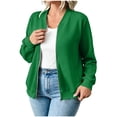 thumbnail image 2 of Jacket Plus Size Packable Women's Solid Color Casual Sporty Winter/Outerwear Fashion Zippered Long Sleeve Pocket Sweatshirt Green Xxl, 2 of 7