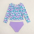 thumbnail image 4 of Girl Long Sleeve Swimsuit Girls 2 Piece Swimsuit Bathing Suits for Teenagers Swim Suit Swimwear Long Sleeve Two Piece Girls Swimsuit Rash Guard Set with Bow Knot Ruffle Hem UPF Sun, 4 of 7