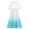 thumbnail image 4 of Little Girls Maxi Dress 4-14 Years Ruffle Half Sleeve Round Neck Floral Print Tiered Long Dress with Side Pockets Watermelon Red P 5-6 Years, 4 of 7