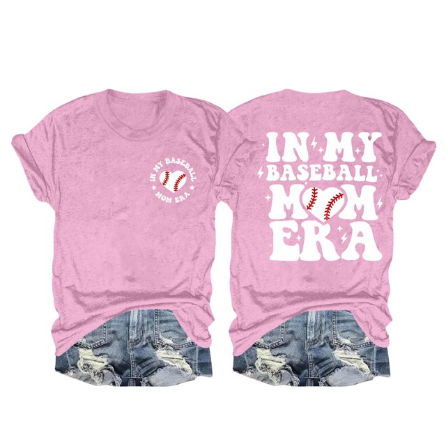 Nouveaux et Tendances T-Shirts Graphiques Uooqdmx pour Femmes, Chemise de Baseball pour Femmes, Sweat à Manches Courtes pour Femmes, Haut à Col Rond Décontracté à la Mode, T-Shirt à Manches Courtes, Chemises en Coton pour Femmes, Rose m