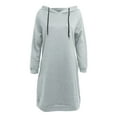 thumbnail image 4 of Tops for Women Trendy Women's Solid Sweatshirt Women's Casual Hooded Sweater Dress Split Hem Long Sleeve Pullover Tunic Top For Daily Wear In Fall And Winter, 4 of 6