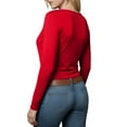 thumbnail image 4 of vigerkar Womens Long Sleeve Twist Front V Neck T Shirts Slim Fit Trendy Shirt Tee (Red, XS), 4 of 6