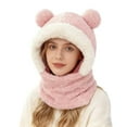 thumbnail image 4 of MIASHUI Adult Bear Ear Cartoon Pullover Hat Winter Neck Scarf Connected Thick Windproof Hat Ear Protection Scarf Pink, 4 of 4