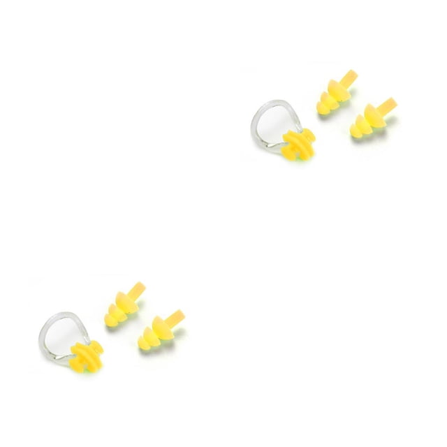 Baohd Waterproof Nose Clip Swimming Non-slip Earplug Ear Protector Accessories Yellow 2Set