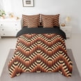 thumbnail image 2 of Homewish Geometric Lines Checkered 7pcs Bedding Comforter Set,Abstract Geometric Artistic Queen Bedding Sets,Brown Stripes Queen Sheet Sets For Kids,Breathable Home Decor Reversible, 2 of 8