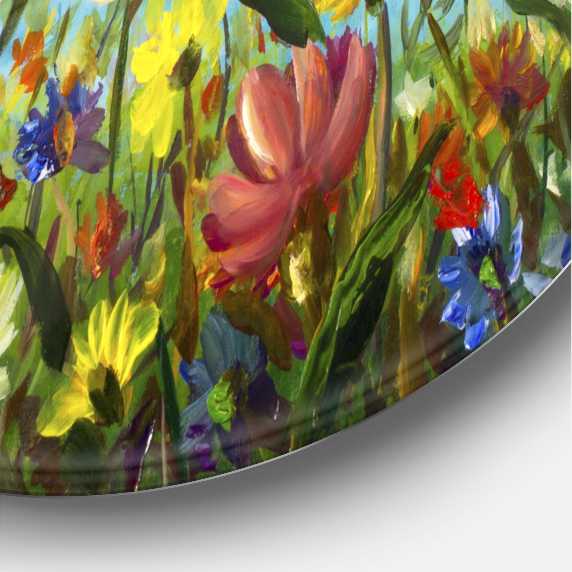 Designart 'Beautiful Field Flowers In Nature' Traditional Circle Metal Wall Art 29x29 - Disc of 29
