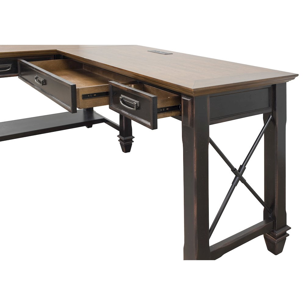Martin Furniture Hartford Wood 60" L-Shaped Desk in Brown