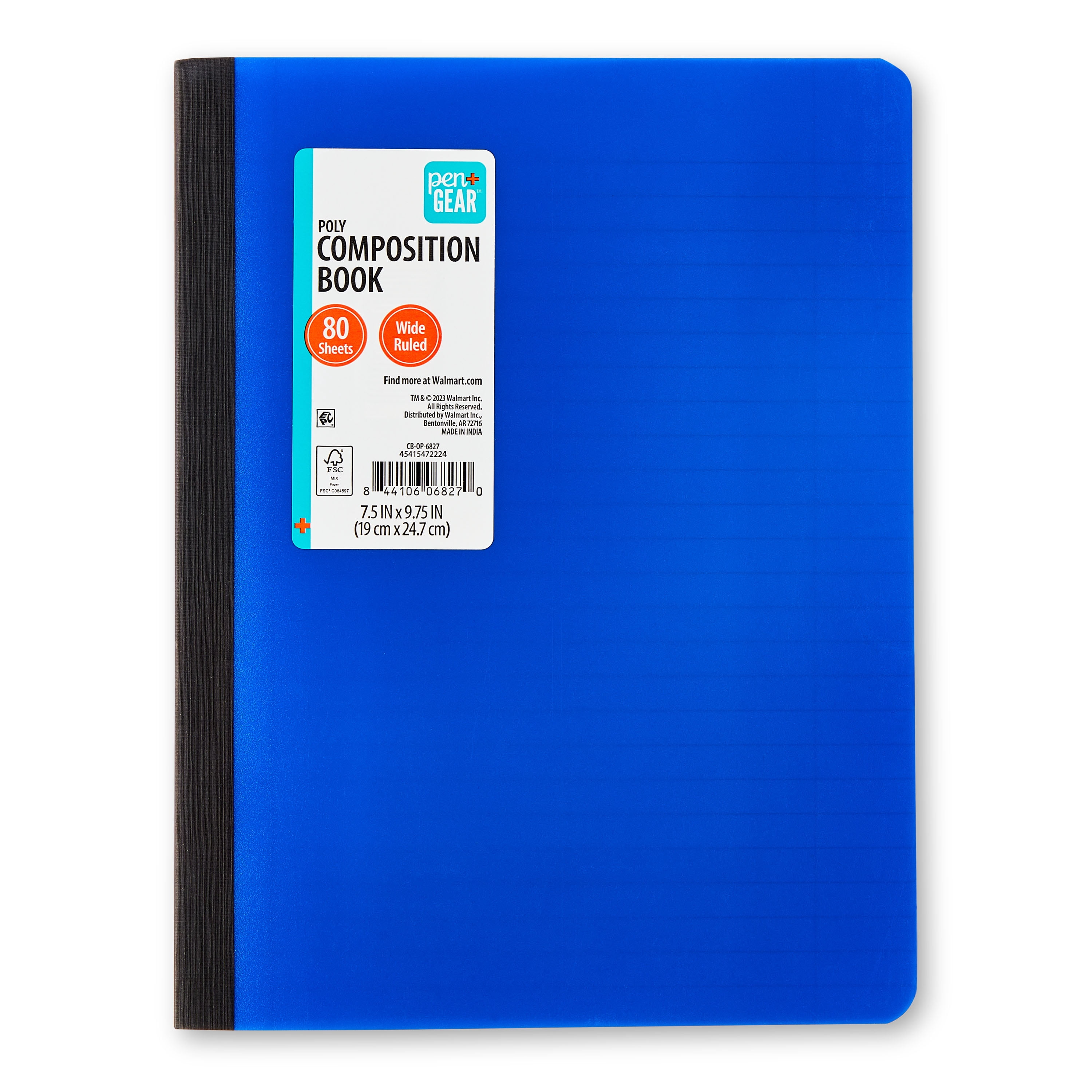 (16 pack) Pen+Gear Wide Ruled Poly Composition Book, 7.5" x 9.75", Blue, 80 Sheets