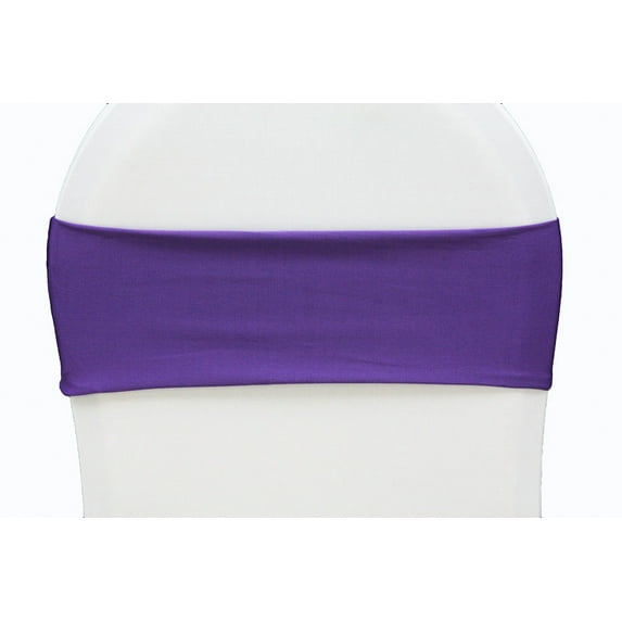 50 Pieces, Spandex Chair Band Approx. 5 inch width x 12 inch length (unstretched) - Purple
