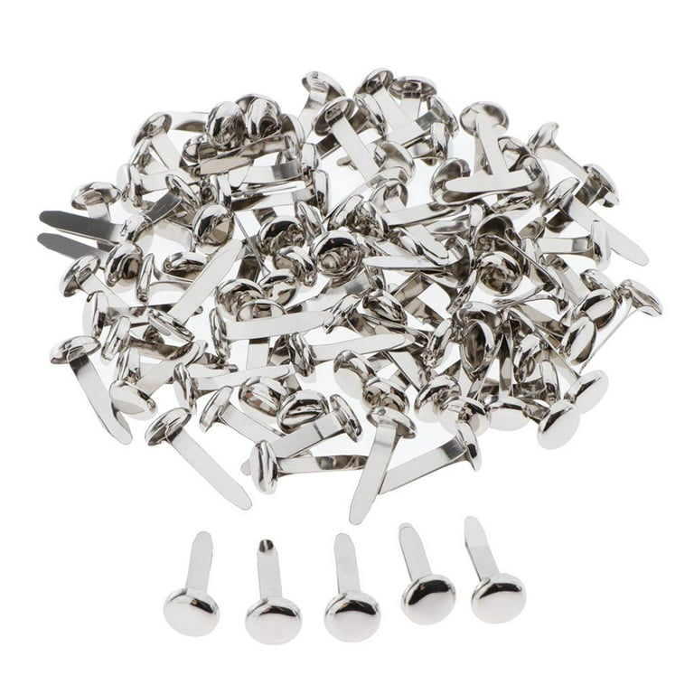 50/100x Metal DIY Variety Mini Brads Paper Fasteners Craft 100pcs round  head, 15x8mm 