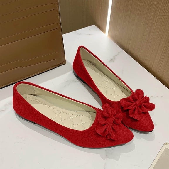 Womens Flat Shoes Vintage Casual Walking Lightweight Comfort Work Dressy Work Flats Shoes Outdoor Spring Summer Red 6