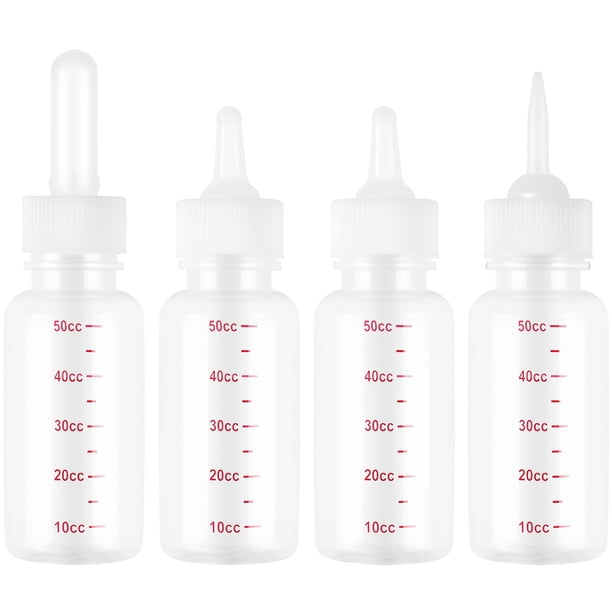 EeaseMX 4 biberones de 50 ml para mascotas, prácticos, para hámster, cachorro, ardilla, gatito, biberón de lactancia, alimentador de agua y leche.