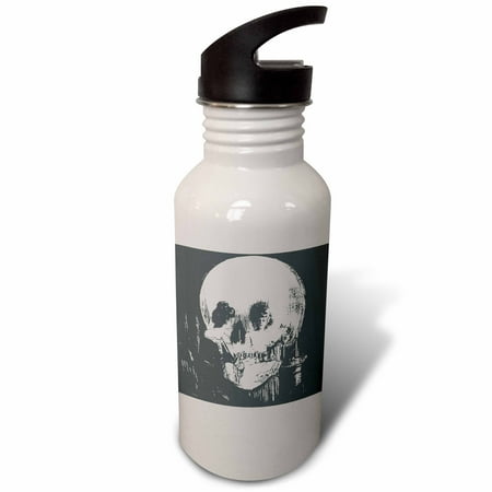 

3dRose All Is Vanity - ghost halloween optical illusion paranormal seasonal silhouette skeleton Sports Water Bottle 21oz