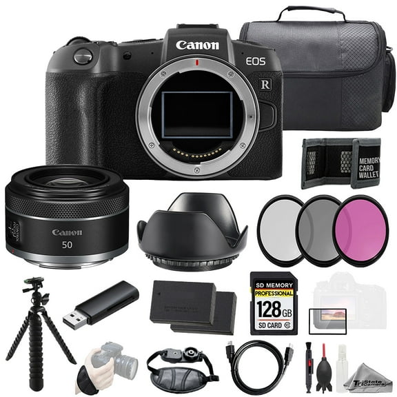 Canon EOS RP Camera   RF 50mm f/1.8 STM Lens 128GB   Ext Bat  3 PC Filter- Kit (International Version)