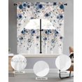 thumbnail image 2 of Navy Blue Flowers Swag Curtains for Living Room/Bedroom Windows, Spring Floral Elegant Pastoral Watercolor Kitchen Curtains and Valances Set 36 Inch Length, Swags Valance Curtain Panels, 2 of 5