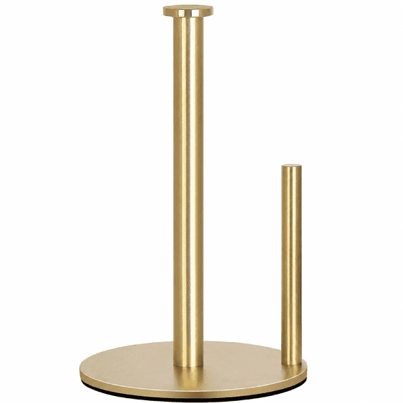 Paper Towel Holder Countertop, Stainless Steel Kitchen Roll Stand with Non-Slip Weighted Base, Gold