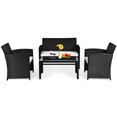 Costway 4PCS Outdoor Patio Rattan Furniture Small Cushioned