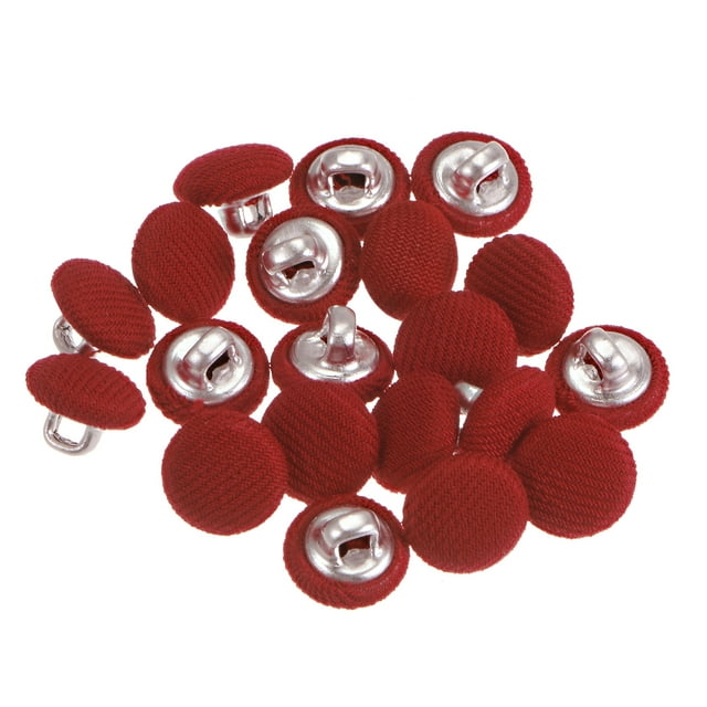 Unique Bargains 20 Pcs Boutons de Couture en Tissu 16L 10mm Tige Ronde en Métal pour Costumes Robes Blouses, Rouge